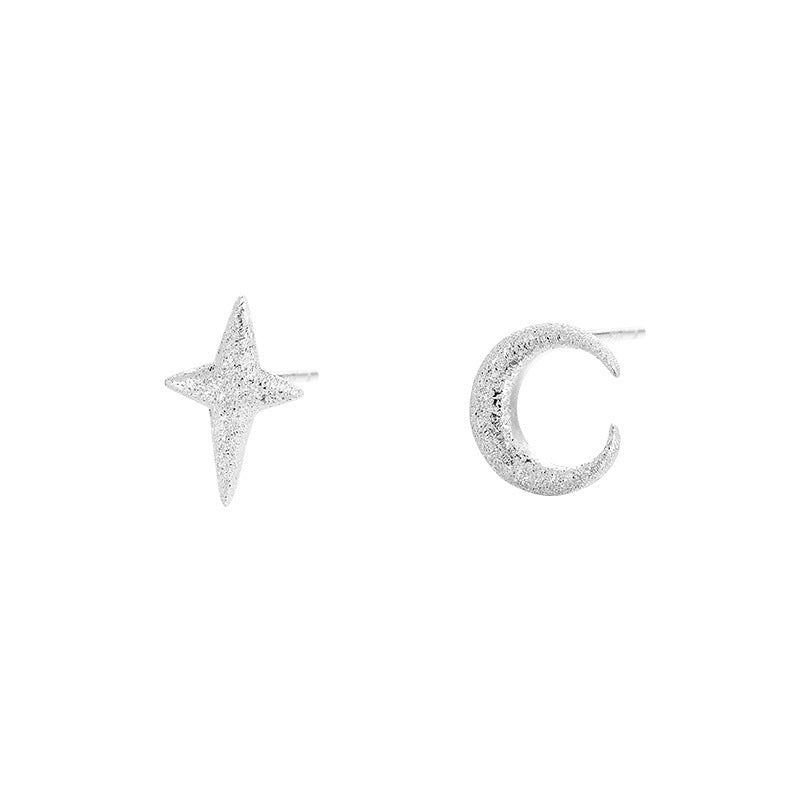 Star and Moon Sterling Silver Earrings