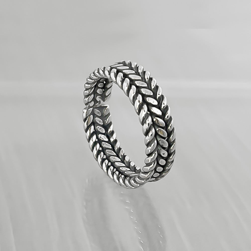 Tyre Track Style Sterling Silver Ring