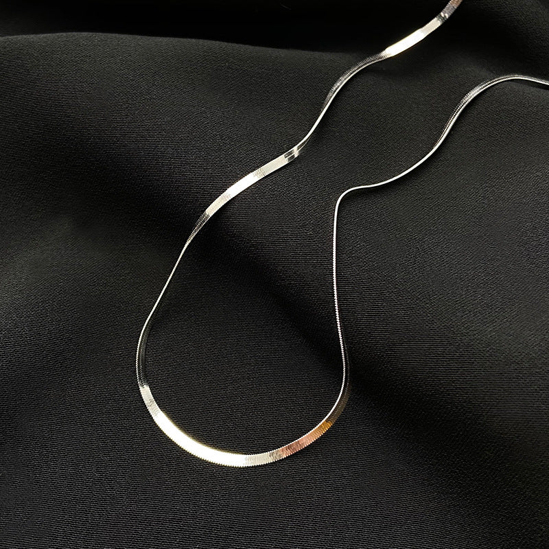 Flat Plain Belt Style Sterling Silver Necklace