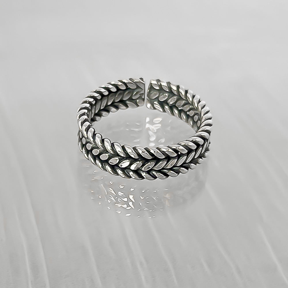 Tyre Track Style Sterling Silver Ring