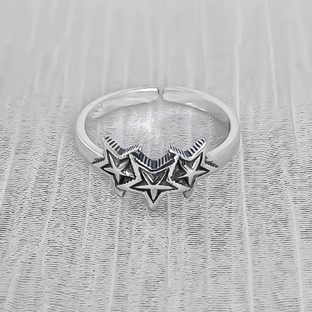 Pentagram Stars Sterling Silver Ring