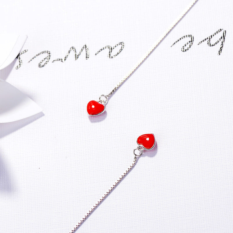 Love heart Line Sterling Silver Earrings