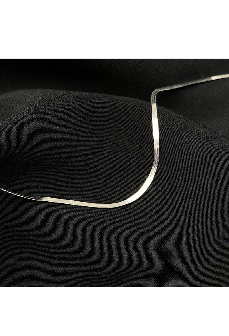 Flat Plain Belt Style Sterling Silver Necklace