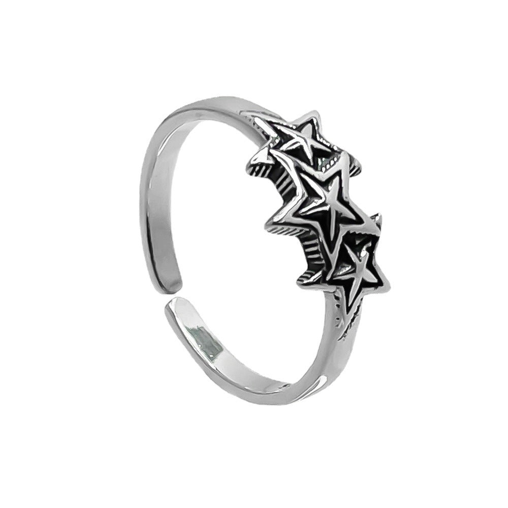 Pentagram Stars Sterling Silver Ring