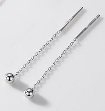 Bead Line Sterling Silver Earrings