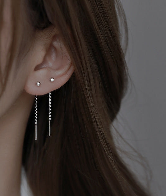 Bead Line Sterling Silver Earrings