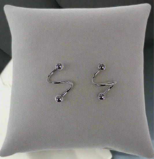 Swirl Screw On Sterling Silver Earrings