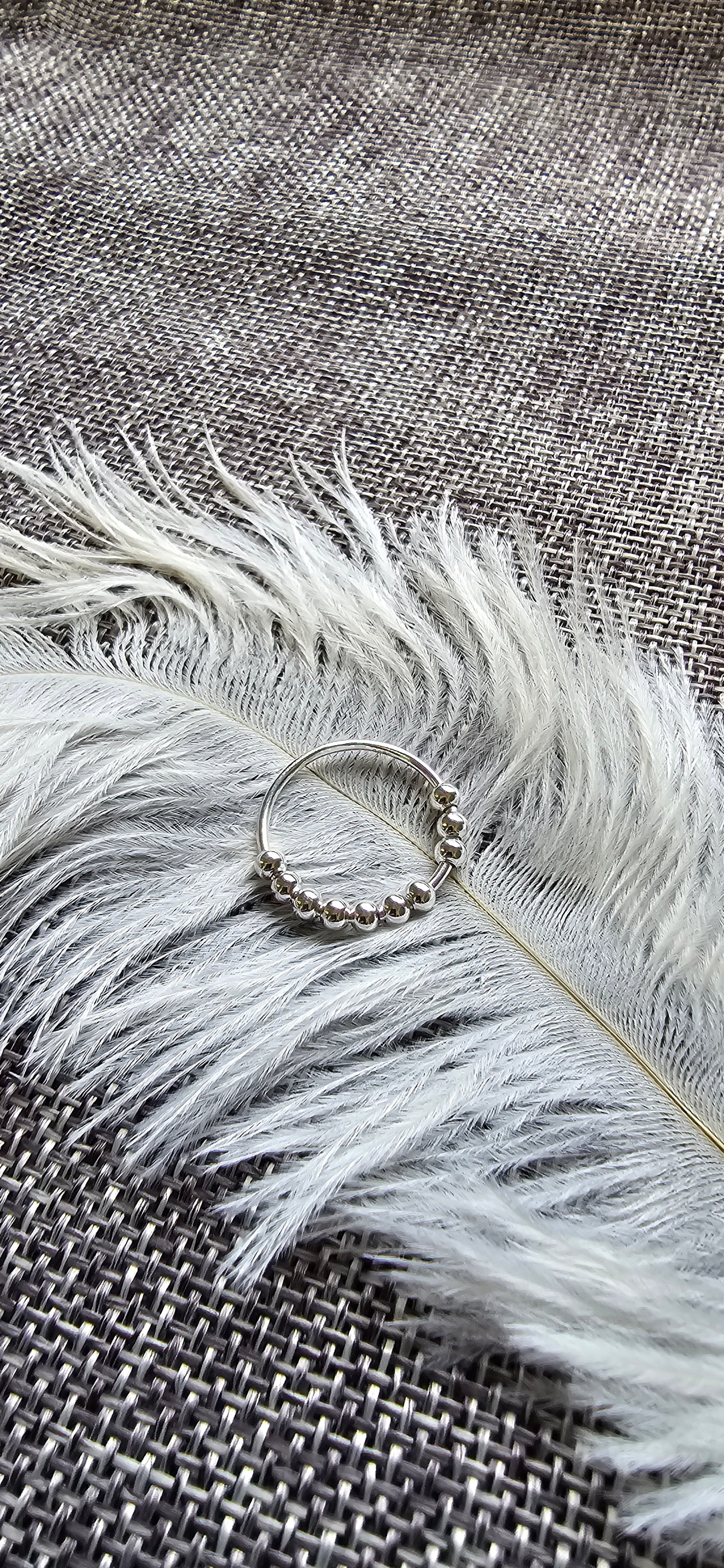 Spinning Beads Fidget Sterling Silver Ring
