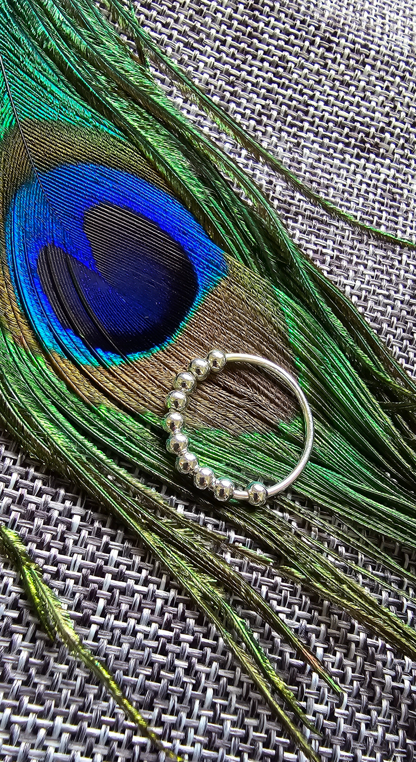 Spinning Beads Fidget Sterling Silver Ring