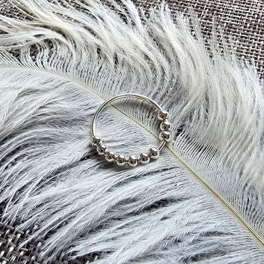 Spinning Beads Fidget Sterling Silver Ring