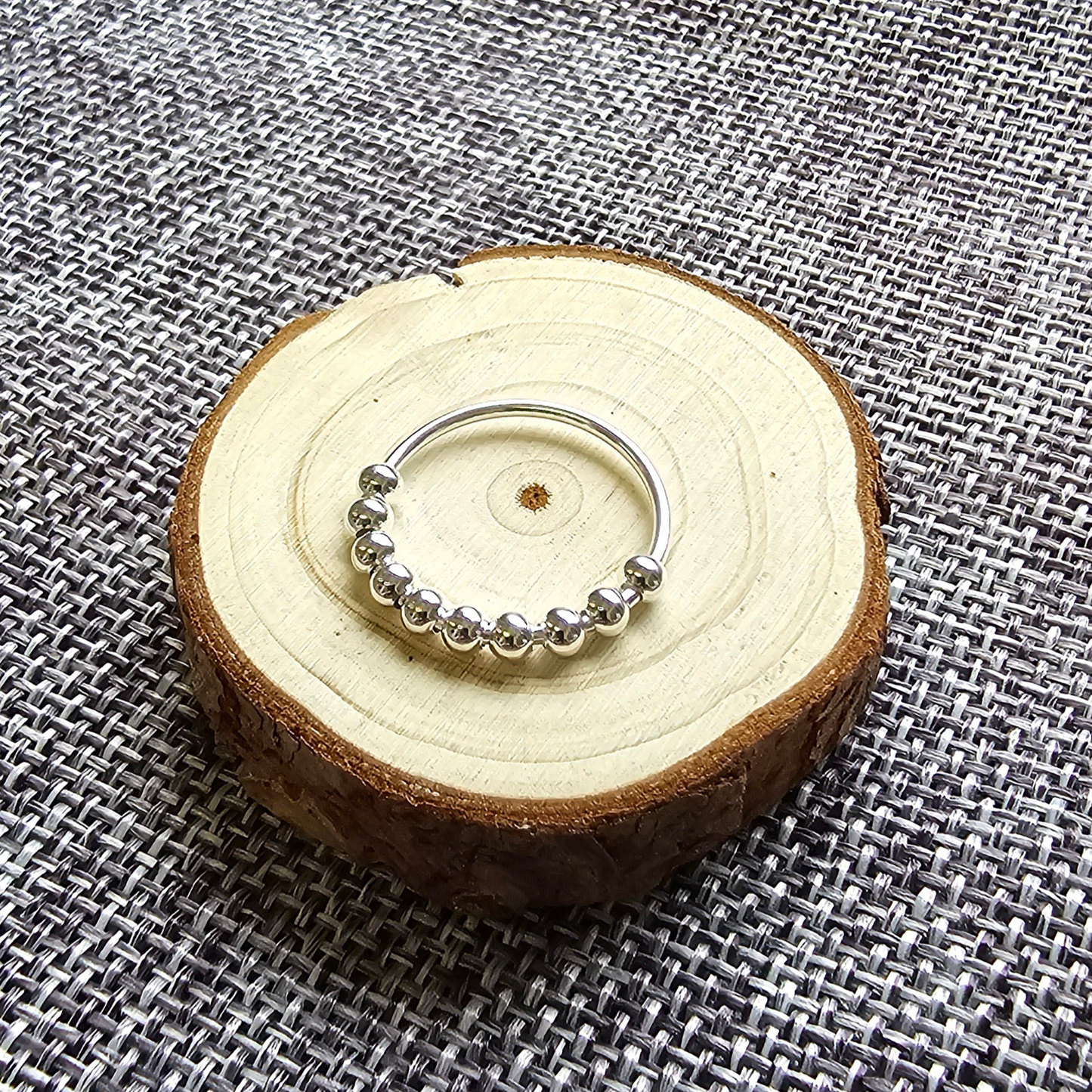 Spinning Beads Fidget Sterling Silver Ring