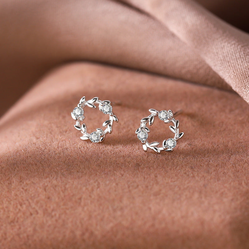 Flower Wreath Sterling Silver Stud Earrings
