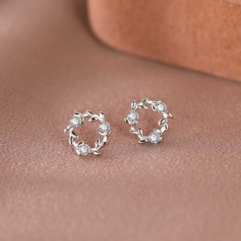Flower Wreath Sterling Silver Stud Earrings