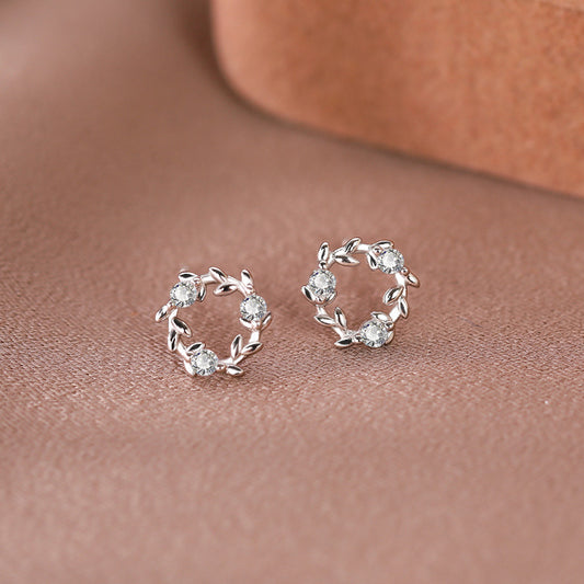 Flower Wreath Sterling Silver Stud Earrings