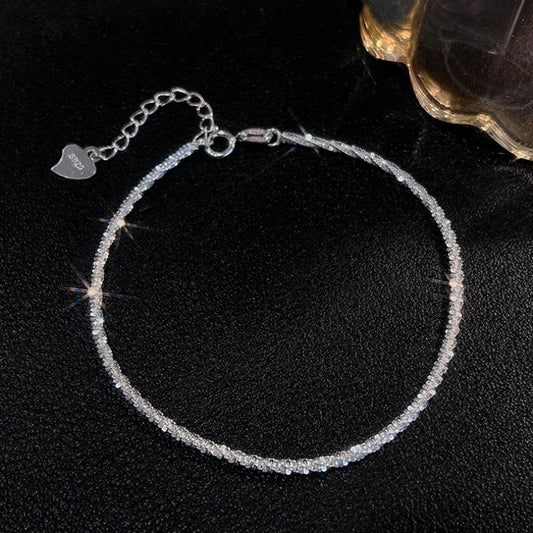 Simple Sparkling Style Sterling Silver Bracelet