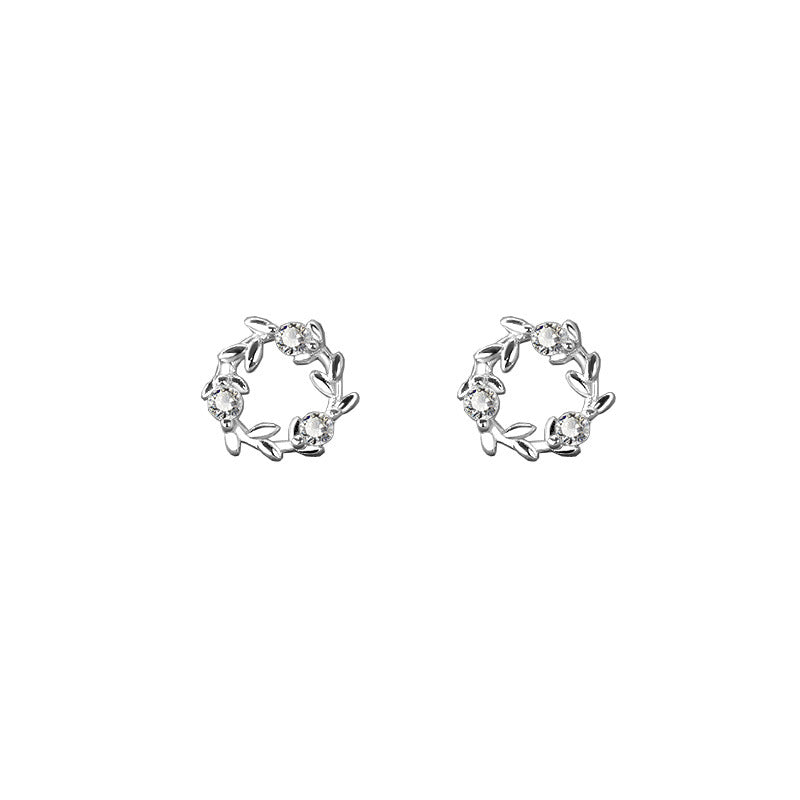 Flower Wreath Sterling Silver Stud Earrings
