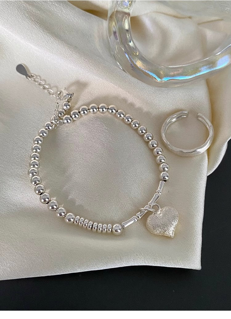 Beads Bamboo Style Love Heart Charm Frosted Bracelet
