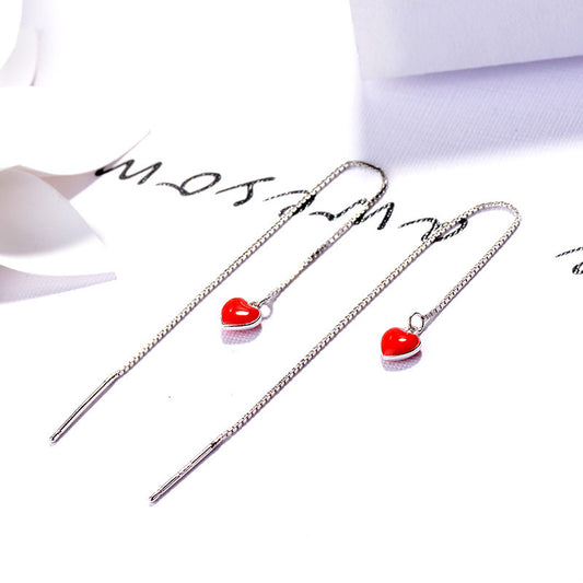 Love heart Line Sterling Silver Earrings