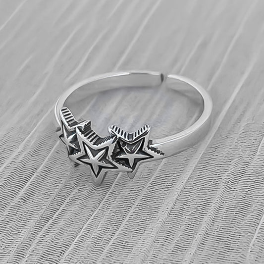 Pentagram Stars Sterling Silver Ring