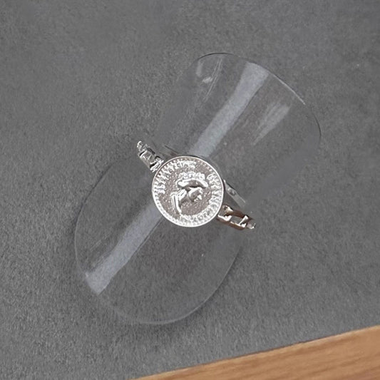 Coin Face Sterling Silver Ring