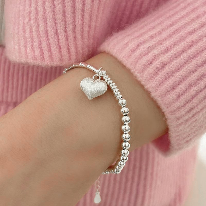 Beads Bamboo Style Love Heart Charm Frosted Bracelet
