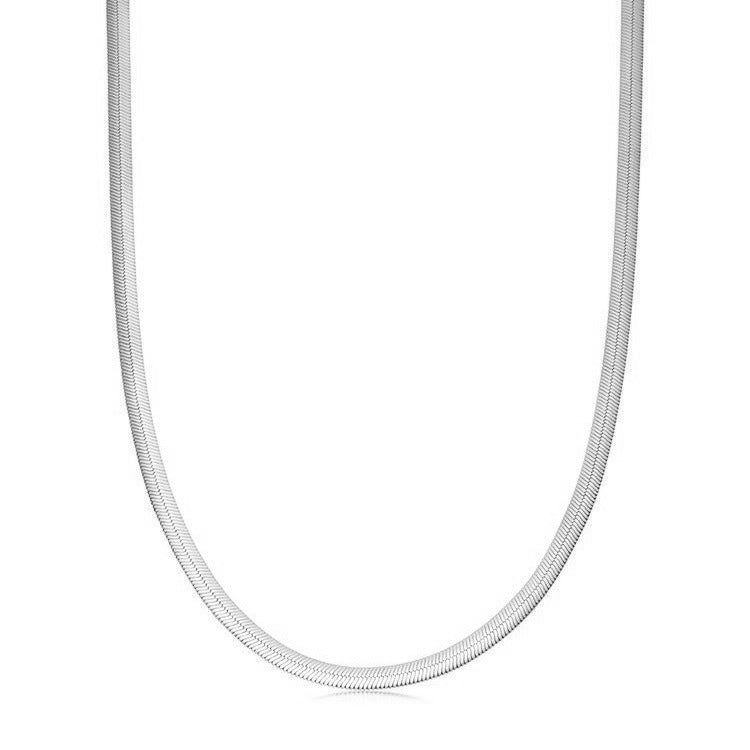 Flat Plain Belt Style Sterling Silver Necklace