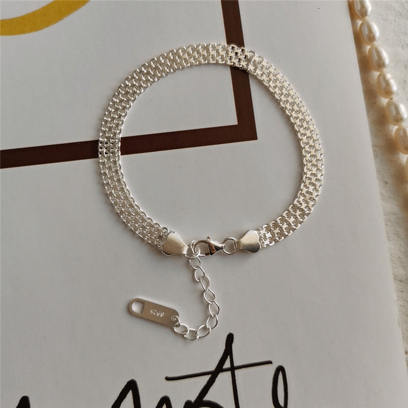 Flat Belt Style Sterling Silver Bracelet