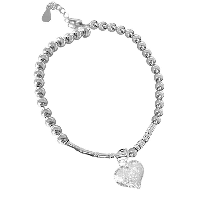 Beads Bamboo Style Love Heart Charm Frosted Bracelet