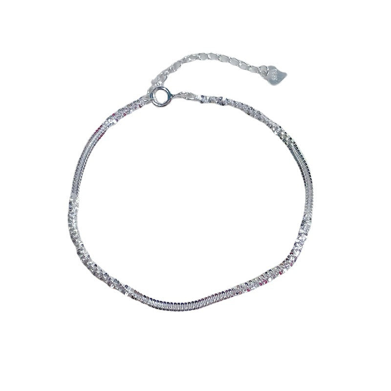 Sparkling Shinny Twisted Style Sterling Silver Bracelet