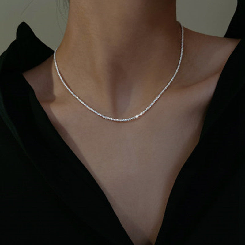 Sparkling Plain Sterling Silver Necklace