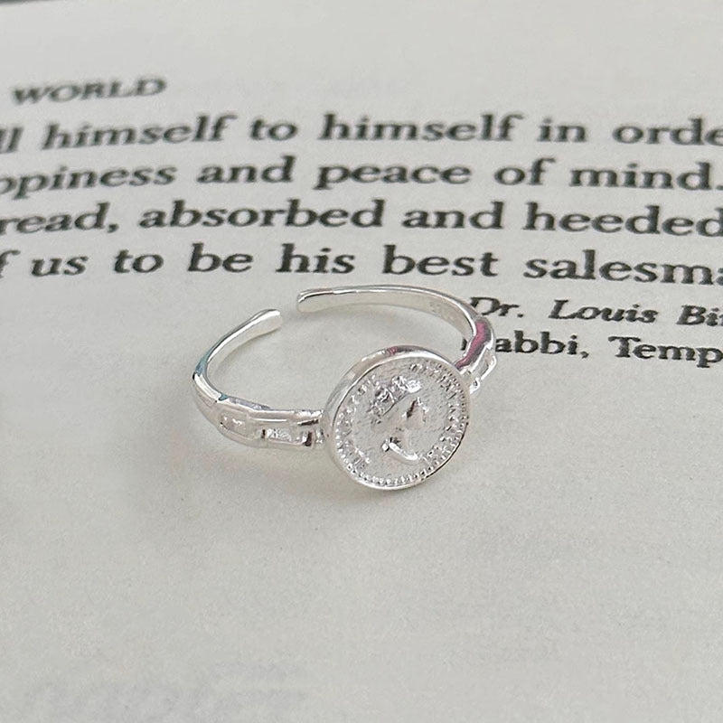 Coin Face Sterling Silver Ring