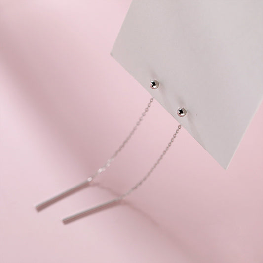 Bead Line Sterling Silver Earrings