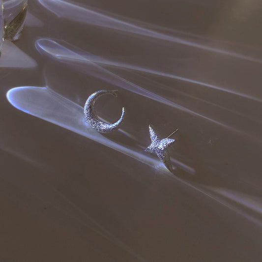 Star and Moon Sterling Silver Earrings
