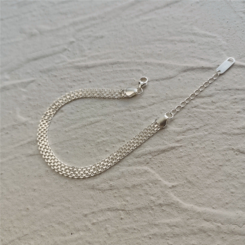 Flat Belt Style Sterling Silver Bracelet