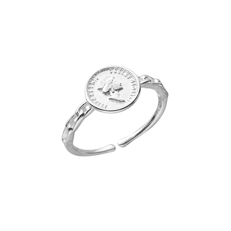 Coin Face Sterling Silver Ring