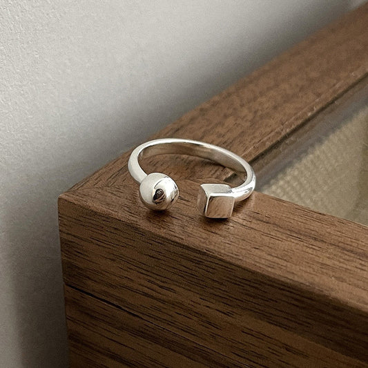 Cube Sphere Sterling Sterling Silver Ring