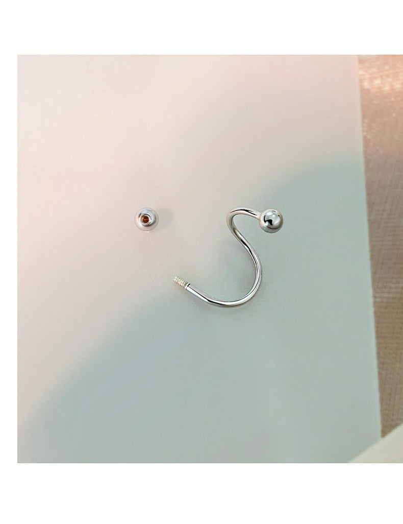 Swirl Screw On Sterling Silver Earrings