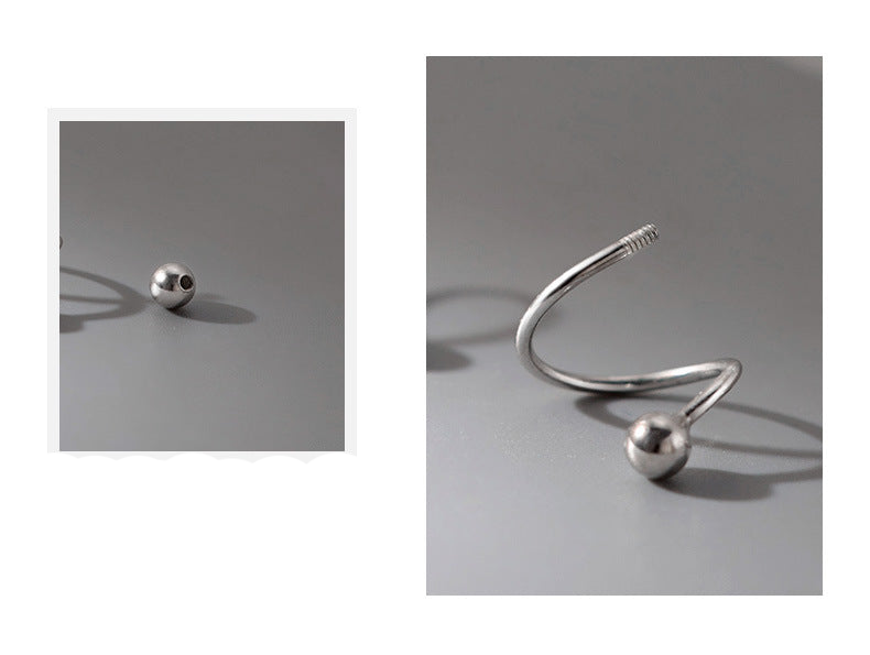 Swirl Screw On Sterling Silver Earrings