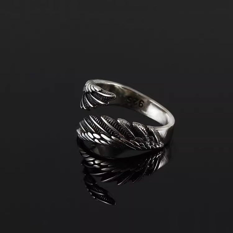 Angel Wings Blacken Sterling Silver Ring