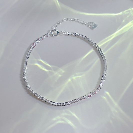 Sparkling Shinny Twisted Style Sterling Silver Bracelet