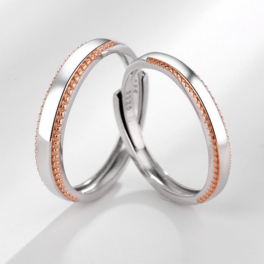 Simple Band WIth Rose Gold Trim Sterling Silver Ring